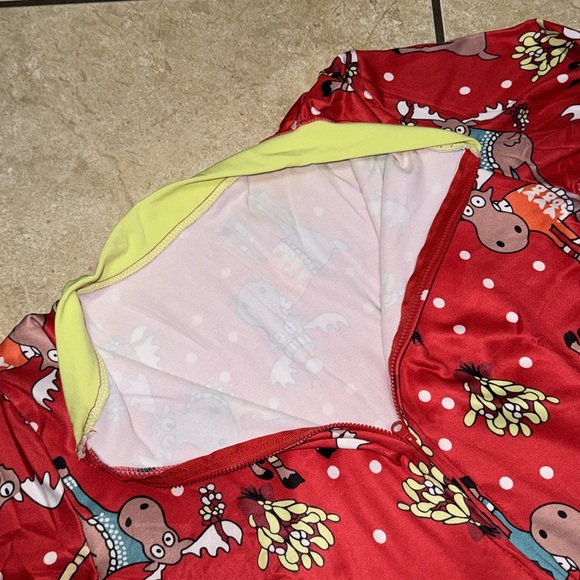 Moose Holiday Back PJ’s “Meet Me Under The Mooseltoe” Onsie Pajama  Red - Picture 10 of 12